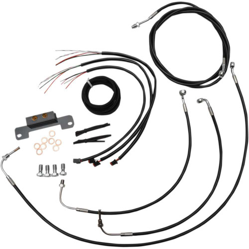 LA CHOPPERS LA8055KT219B La Choppers Handlebar Cable/Brake Line Kit - Complete - 18" - 20" Handlebars - Black Vinyl La-8055Kt2-19B