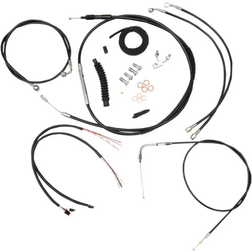 LA CHOPPERS LA8123KT216B La Choppers Handlebar Cable/Brake Line Kit - Complete - 15" - 17" Handlebars - Black Vinyl La-8123Kt2-16B