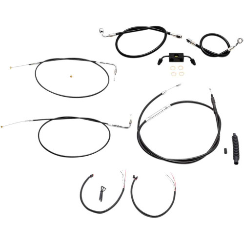 LA CHOPPERS LA8321KT216B La Choppers Handlebar Cable/Brake Line Kit - Complete - 15" - 17" Handlebars - Black Vinyl La-8321Kt2-16B