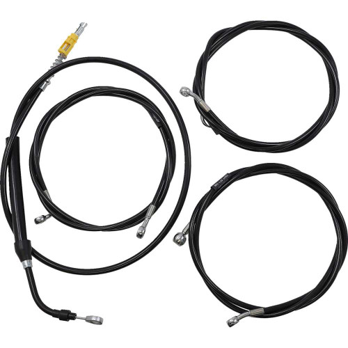 LA CHOPPERS LA8056KT213B La Choppers Handlebar Cable/Brake Line Kit - Complete - 12" - 14" Handlebars - Black Vinyl La-8056Kt2-13B