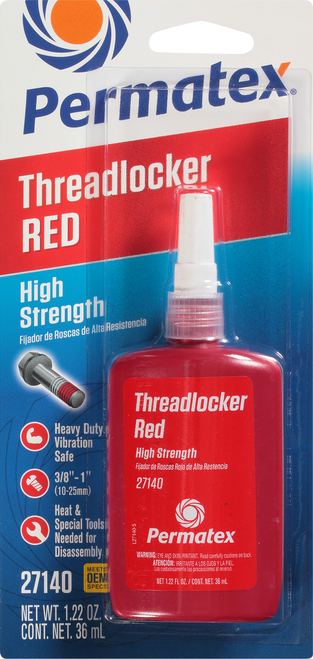 PERMATEX 27140 Permatex High Strength Threadlocker Red 36 Ml 27140