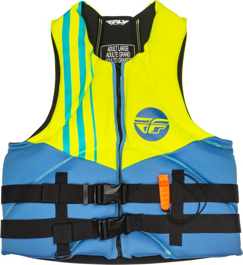 Fly Racing 221-30401L Fly Racing Neoprene Flotation Vest Blue/Hi-Vis/Teal Lg 221-30401L