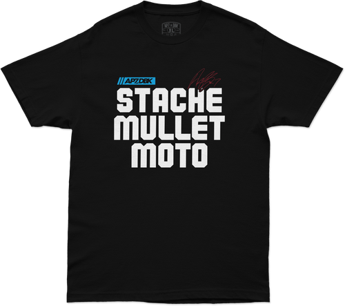 Dbk ATAP-STACHEMULL-M Dbk Stache Mullet Moto Tee Black Md Atap-Stachemull-M
