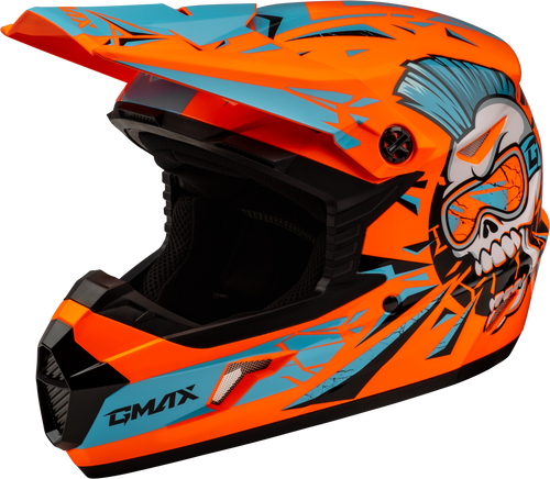 Gmax D3465211 Gmax Youth Mx-46Y Unstable Helmet Hi Vis Orange/Blue Ym D3465211