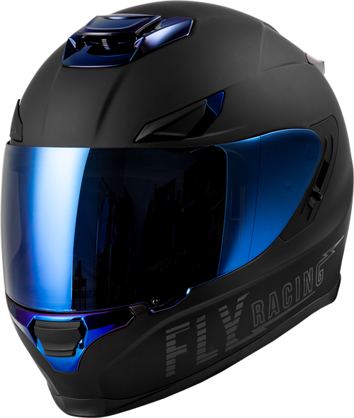 Fly Racing Sentinel Recon Helmet Matte Black/Blue Chrome Md 73-8428M