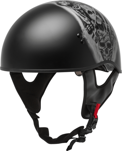 Gmax H1658074 Gmax Hh-65 Half Helmet Tormentor Naked Matte Black/Silver Sm H1658074