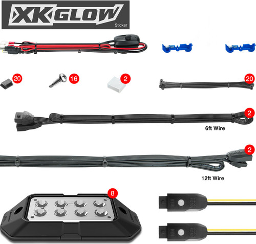 Xk Glow 8Pc Rgb Rock Light Xk-Rock-Adv Xk Glow 8Pc Rgb Rock Light Xk-Rock-Adv