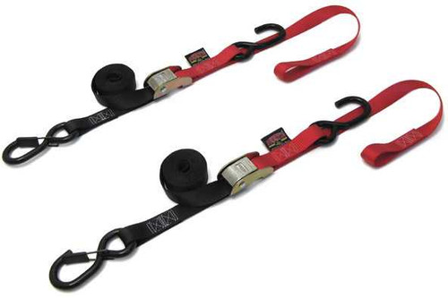 Powertye 23621-S Powertye Tie-Down Cam Sec Hook Soft-Tye 1"X6' Black/Red Pair 23621-S