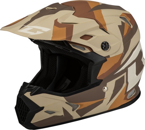 Gmax Mx-96 Splinter Helmet Matte Brown/Tan/White  2X D39611418
