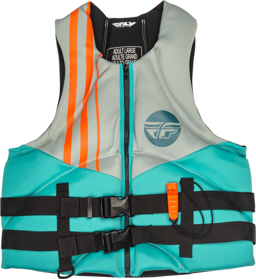 Fly Racing Neoprene Flotation Vest Teal/Grey/Orange Sm 221-30403S