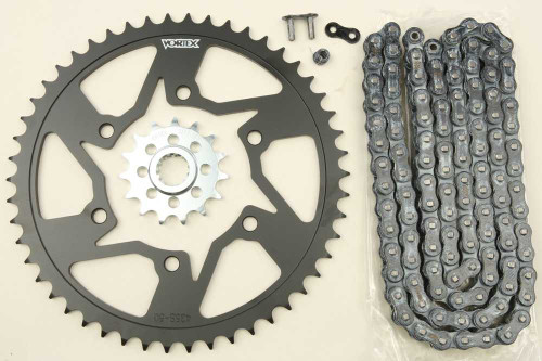 VORTEX CK6317 Vortex Sprocket/Chain Kit Stl/Stl 15/50T Sil Sx3 520-116L Blk Ck6317