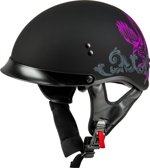 Gmax H96510965 Gmax Hh-65 Corvus Helmet W/Peak Matte Black/Purple/Grey Md H96510965
