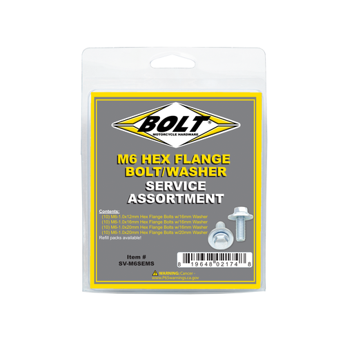 BOLT SV-M6SEMS Bolt 8Mm Hex Flange Bolt Assortment W/16Mm Washer 40 Piece Kit Sv-M6Sems