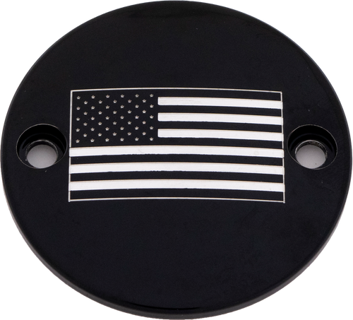 Custom Engraving PATR21-63BG Custom Engraving M8 Timer Cover American Flag Black Patr21-63Bg