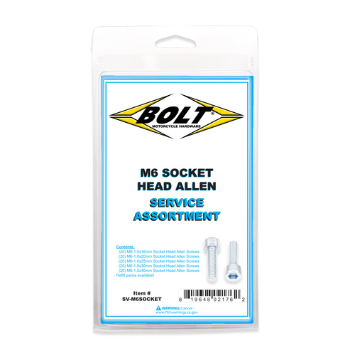 BOLT SV-M6SOCKET Bolt Smooth Socket Head Allen Bolt Assortment 80 Piece Kit Sv-M6Socket