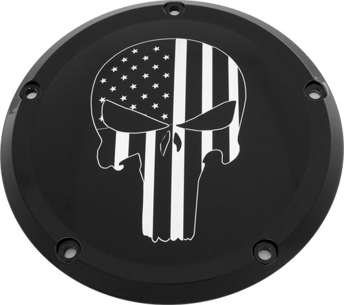 Custom Engraving 6   M8 Softail Derby Cover Punisher Black Patr22-67Bg