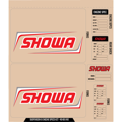 D'Cor Visuals Showa Decal Kit - Red 40-80-140