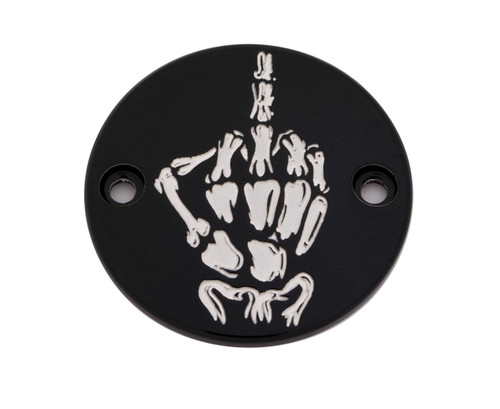 Custom Engraving SKUL24-63BG Custom Engraving M8 Timer Cover Bone Finger Black Skul24-63Bg