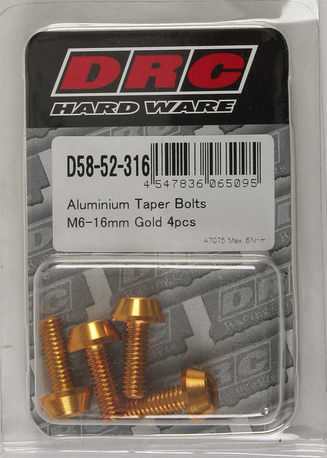 Drc D58-52-316 Drc Aluminum Taper Bolts Gold M6X16Mm 4/Pk D58-52-316