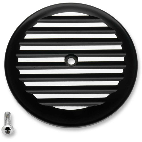 JOKER MACHINE 022202 Joker Machine Vt Air Cleaner Cover - Finned - Black/Silver 02-220-2