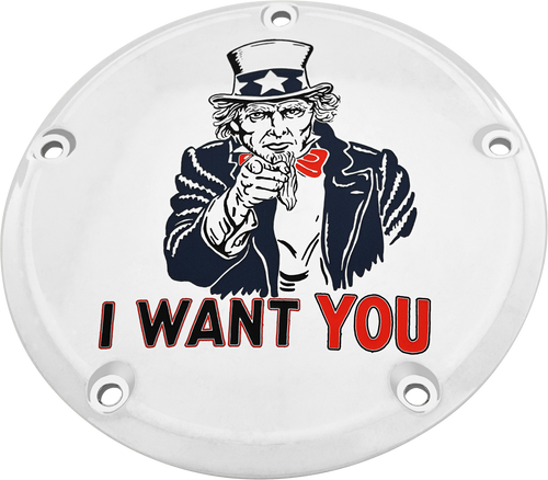 Custom Engraving PATR10-67 Custom Engraving 6 M8 Softail Derby Cover Uncle Sam Chrome Patr10-67