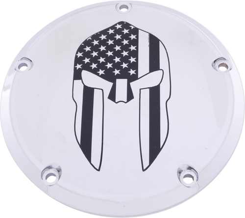 Custom Engraving 7   M8 Flt/Flh Derby Cover Spartan Chrome Patr20-46