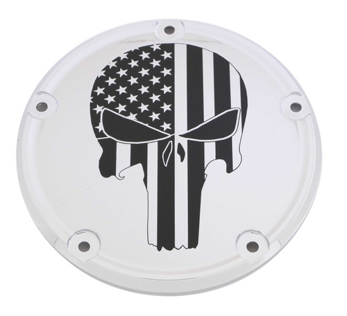 Custom Engraving PATR22-67 Custom Engraving 6 M8 Softail Derby Cover Punisher Chrome Patr22-67