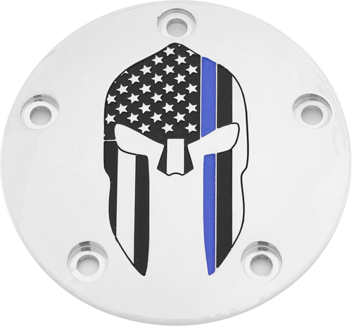 Custom Engraving Tc Timer Cover Sparta Blue Line Chrome Le02-04