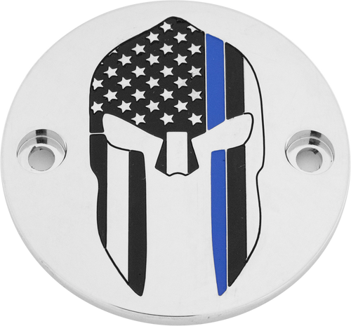 Custom Engraving LE02-63 Custom Engraving M8 Timer Cover Sparta Blue Line Chrome Le02-63