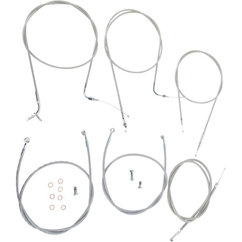 BARON BA8042KT18 Baron Stainless Handlebar Cable/Line Kit - 18" - 20" - Xvs1100Cl Ba-8042Kt-18