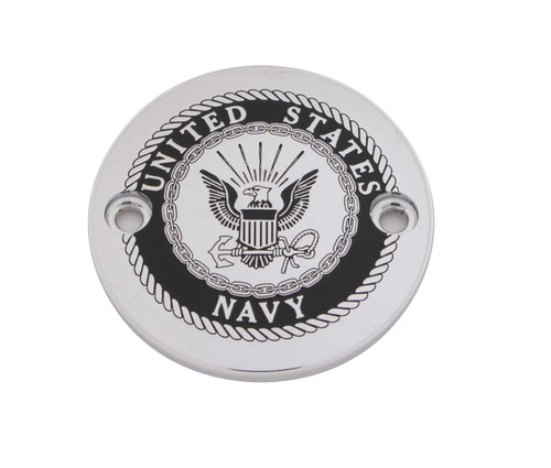 Custom Engraving NAV15-63 Custom Engraving M8 Timer Cover Navy Chrome Nav15-63