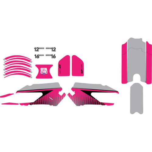 D'COR VISUALS 1080203 D'Cor Visuals Stacyc Stability Cycle Graphic Kit - 12" & 16" - Pink 10-80-203