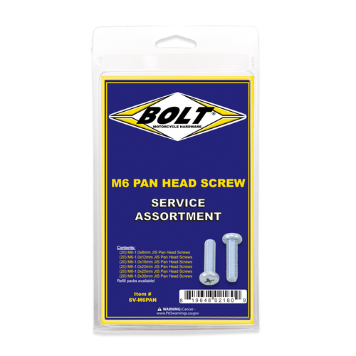 BOLT SV-M6PAN Bolt M6 Pan Head Phillips Assortment 120 Piece Kit Sv-M6Pan