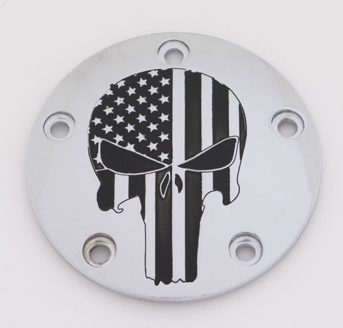Custom Engraving Tc Timer Cover Punisher Chrome Patr22-04