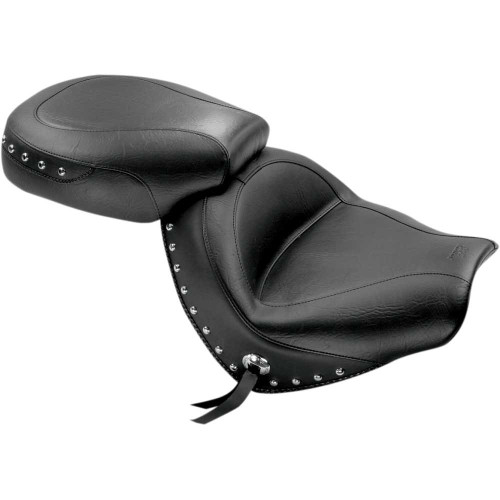 MUSTANG 76190 Mustang Seat - Wide - Touring - Without Backrest - Two- Piece - Chrome Studded - Black W/Conchos - Vtx1300C 76190