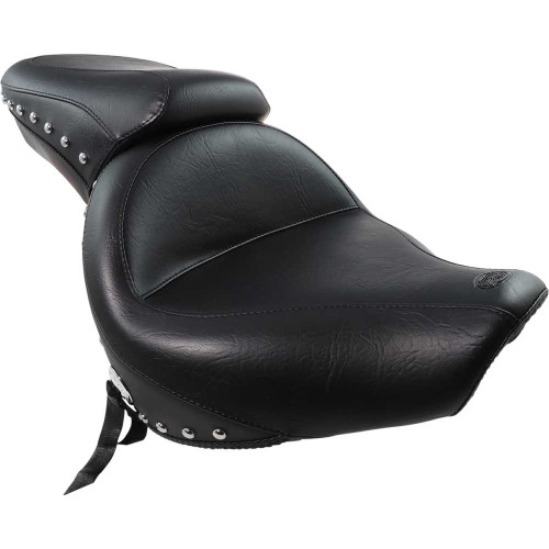 MUSTANG 76640 Mustang Seat - Wide - Touring - Without Backrest - One-Piece - Chrome Studded - Black W/Conchos 76640