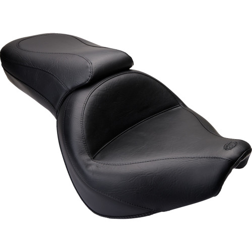 Mustang Seat - Vintage - Wide - Touring - Without Driver Backrest - One-Piece - Smooth - Black 76641