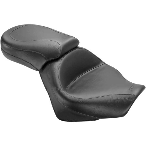 MUSTANG 76161 Mustang Seat - Vintage - Wide - Touring - Without Driver Backrest - Two-Piece - Smooth - Black 76161
