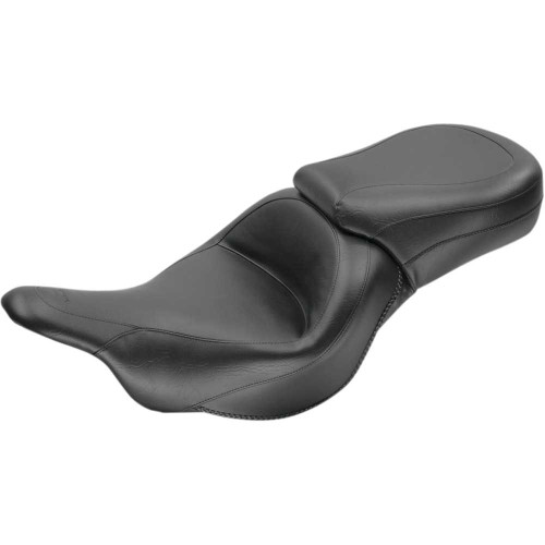 MUSTANG 76601 Mustang Seat - Vintage - Wide - Touring - Without Driver Backrest - One-Piece - Smooth - Black - Vulcan 76601