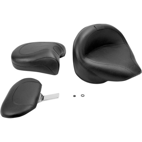 MUSTANG 79221 Mustang Seat - Vintage - Wide - Touring - With Driver Backrest - Two-Piece - Smooth - Black - Xvs 79221
