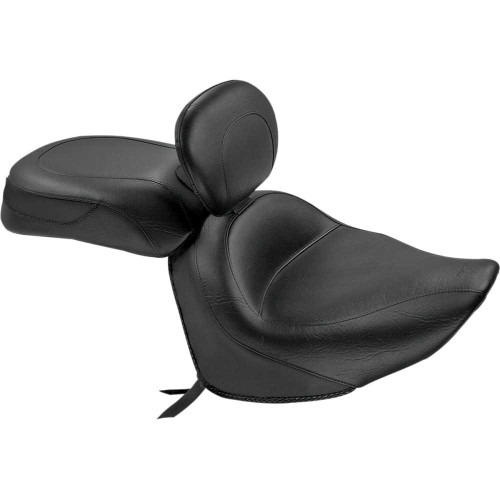 MUSTANG 79551 Mustang Seat - Vintage - Wide - Touring - With Driver Backrest - Two-Piece - Smooth - Black - Raider 79551