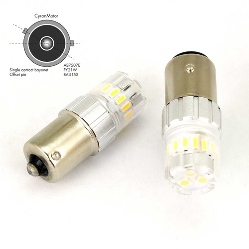 Cyron AB7507E-A Cyron Led Bau15S Py21W Amber Pair Single Contact Offset Pin Ab7507E-A