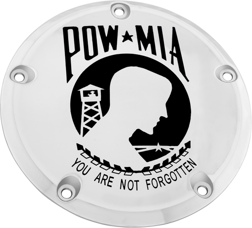 Custom Engraving 7   M8 Flt/Flh Derby Cover Pow-Mia Chrome Pow01-46