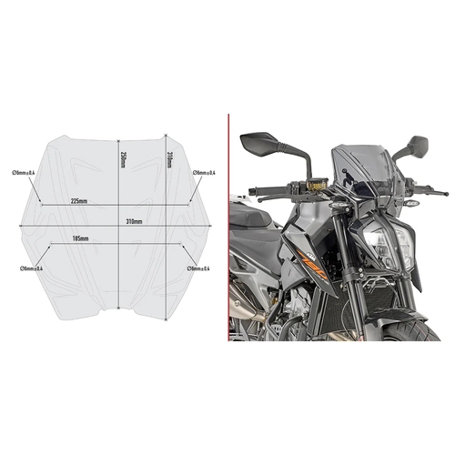 GIVI A7708 Givi Windscreen Specific Low Smoke Ktm A7708