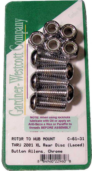 Gardnerwestcott C-61-31 Gardnerwestcott Rear Brake Rotor Allen Bolts 92-Up Big Twin Laced Wheel C-61-31