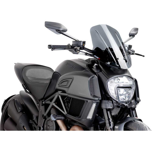 PUIG HI-TECH PARTS 7570F Puig Hi-Tech Parts New Generation Windscreen - 17-1/2" - Dark Smoke - Diavel 7570F