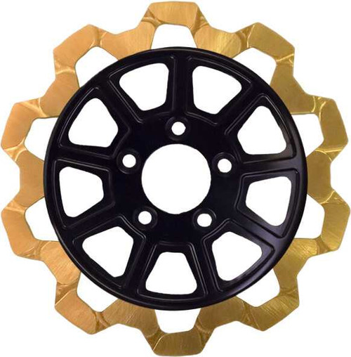 Lyndall Brakes 4202-1133 Lyndall Brakes 9 Spoke Rotor Front Blk/Gold Bow Tie 11.5" 4202-1133