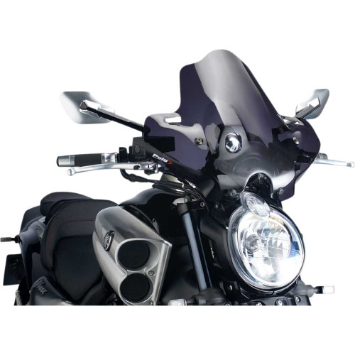 PUIG HI-TECH PARTS 4952F Puig Hi-Tech Parts New Generation Windscreen - 16-1/2" - Dark Smoke - V-Max 4952F