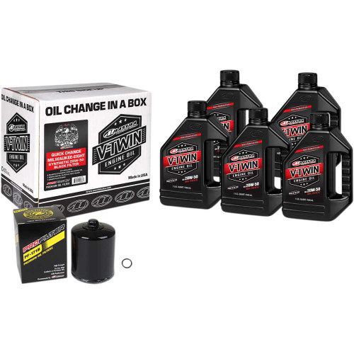 MAXIMA RACING OIL 90129015PB Maxima Racing Oil Quick Change M8 Synthetic 20W-50 Oil Change Kit - Black Filter 90-129015Pb