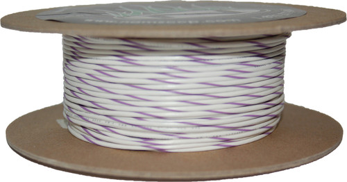 Namz Custom Cycle 100' Spool 20-Gauge Wire (White/Violet Stripe) Nwr-97-100-20